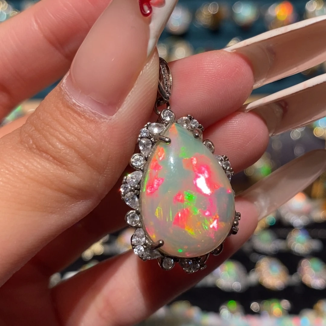 欧泊银S925镶嵌吊坠