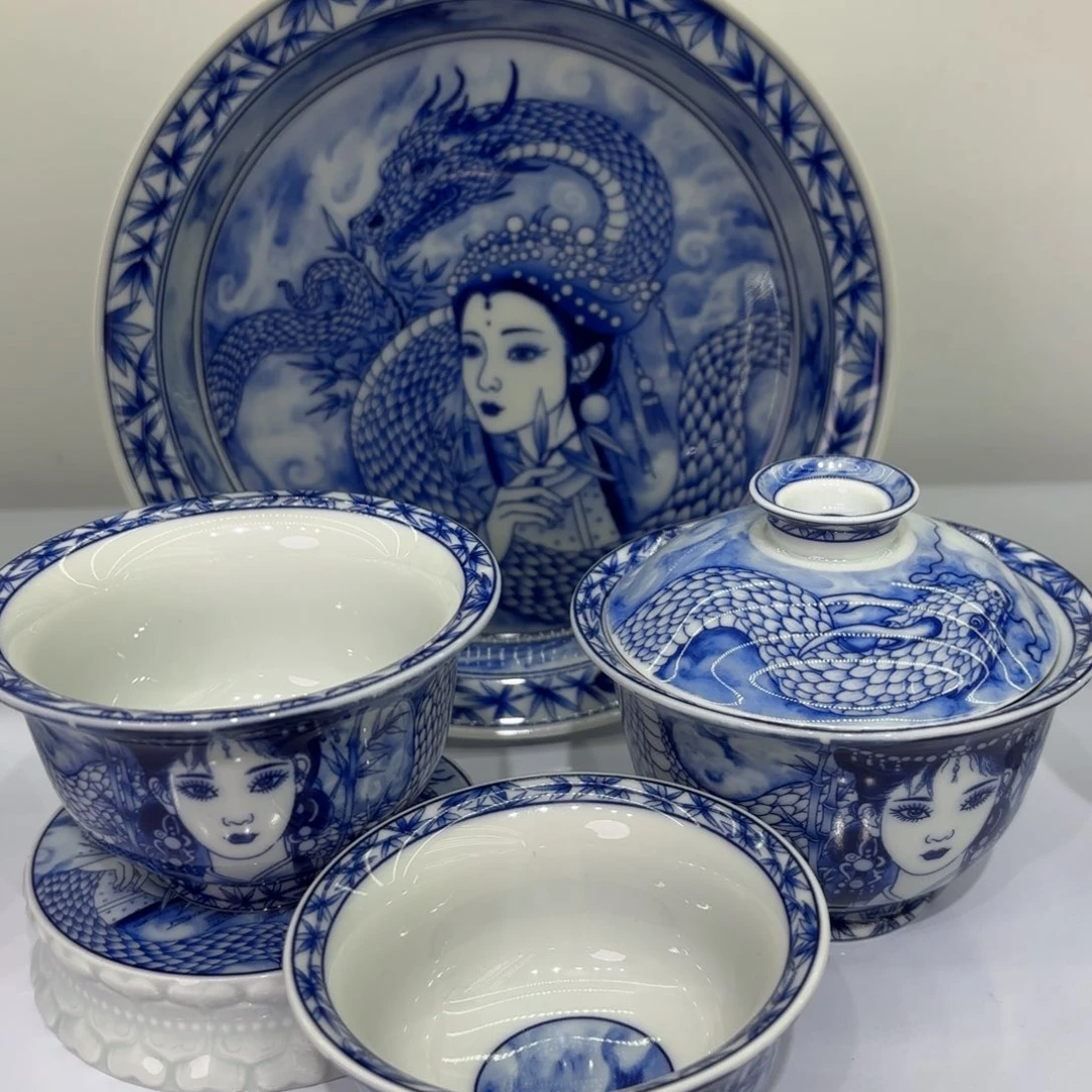 吃***鱼景德镇陶瓷五件套