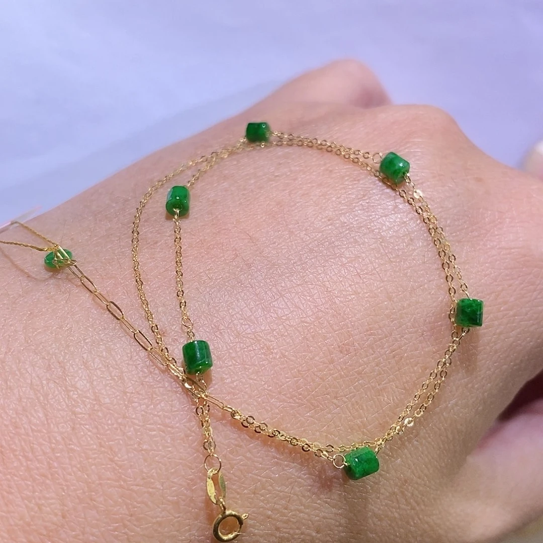 翡翠颈饰18K金镶嵌手链