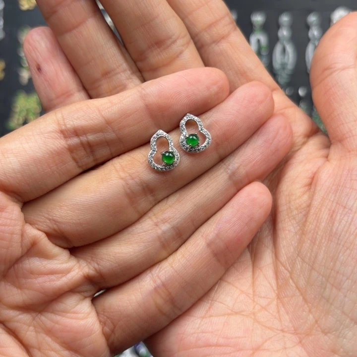 翡翠银S925镶嵌耳饰