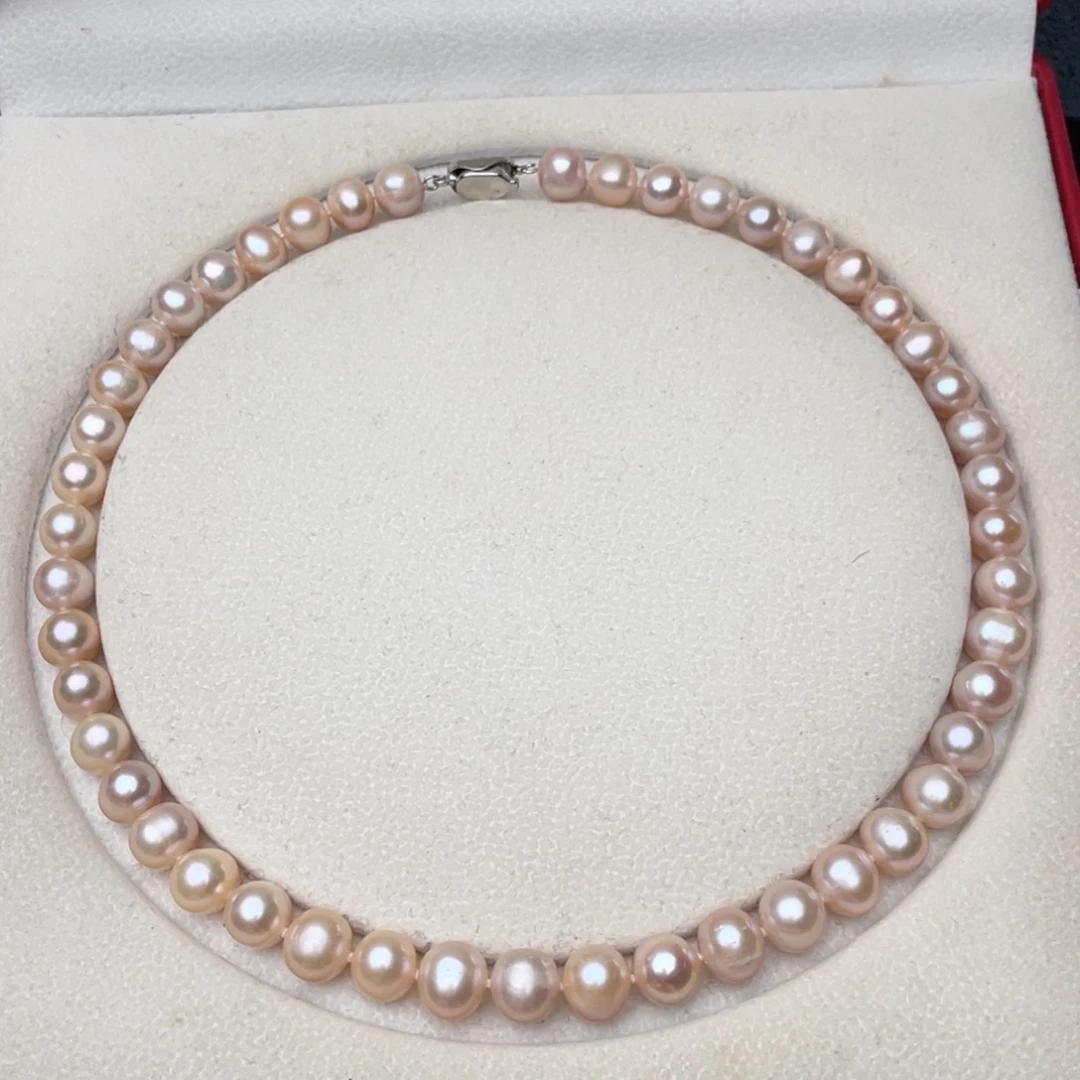 淡水珍珠银S925镶嵌颈饰9-10mm