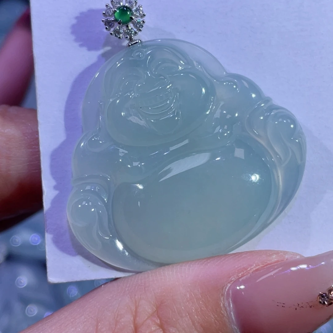 翡翠颈饰18K金镶嵌佛公