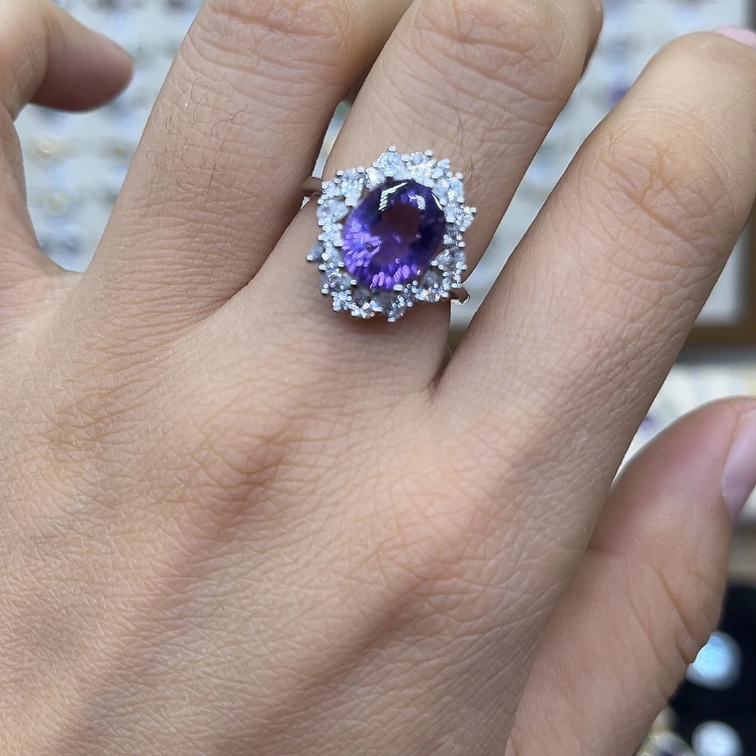 银S925镶嵌紫晶戒指