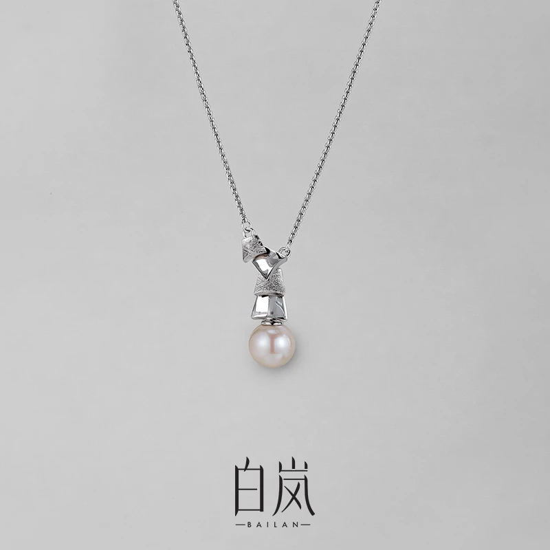 白岚银瓦珍珠项链925银锁骨链毛衣链女新款气质饰品配饰XL5334