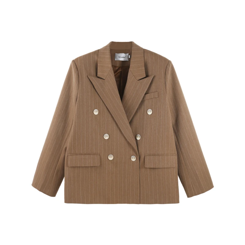 2025夏季时尚休闲单排扣开衫条纹西装外套HBZC641249