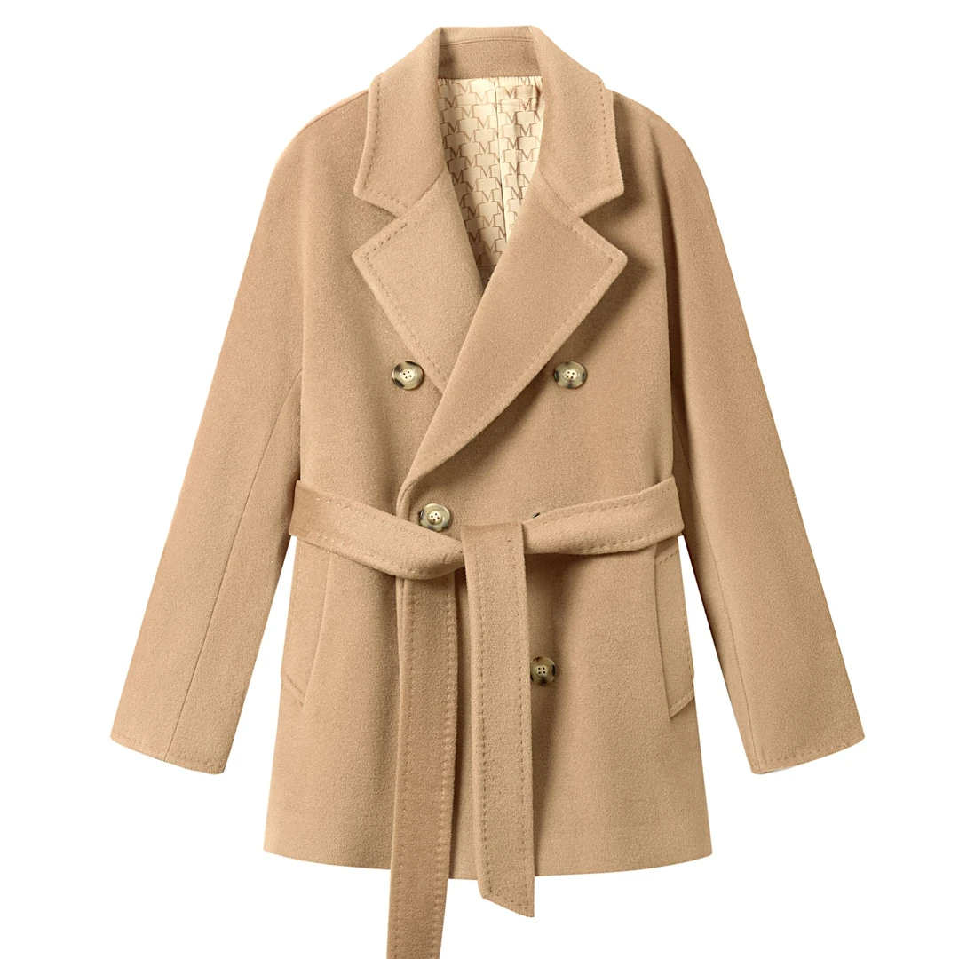 短款中长款厚款拼接外套常规轻职风毛呢外套801B