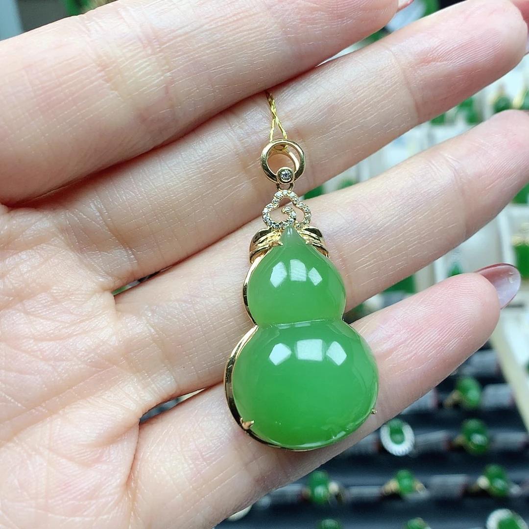 和田玉（碧玉）18K金镶嵌颈饰26