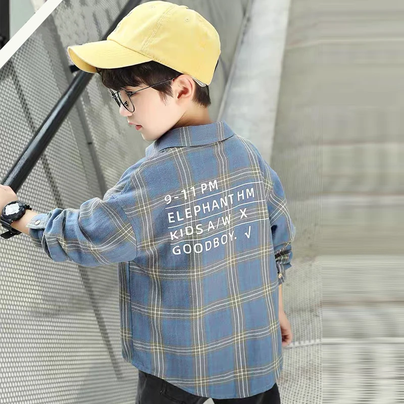 男童格子衬衫纯棉童装儿童衬衣2025春秋新款宝宝外套中大童上衣潮