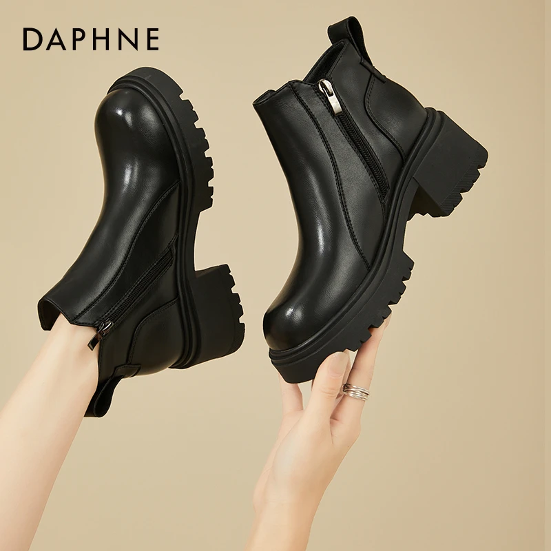 达芙妮正品英伦风马丁靴秋冬季女鞋切尔西短靴女款2025新款爆款