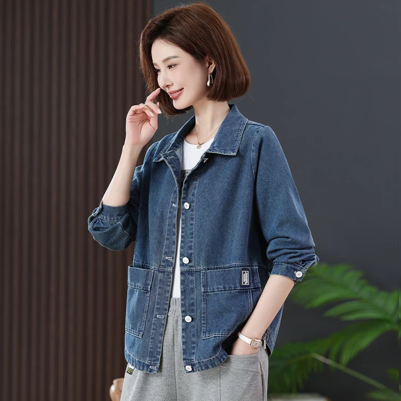 春秋款妈妈装大码减龄牛仔外套女8110