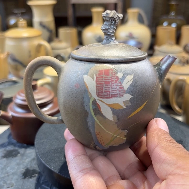 建水紫陶残贴壶150毫升