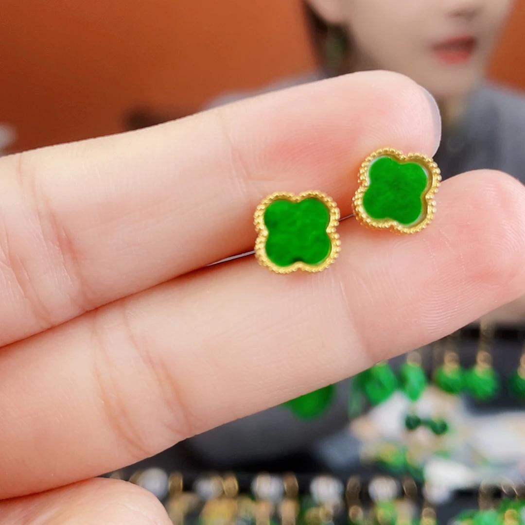 翡翠银S925镶嵌耳饰