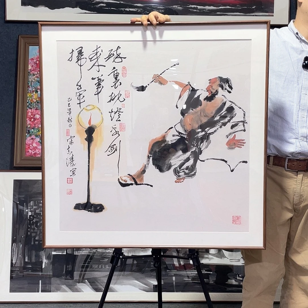 国画手绘画作品带框80/80