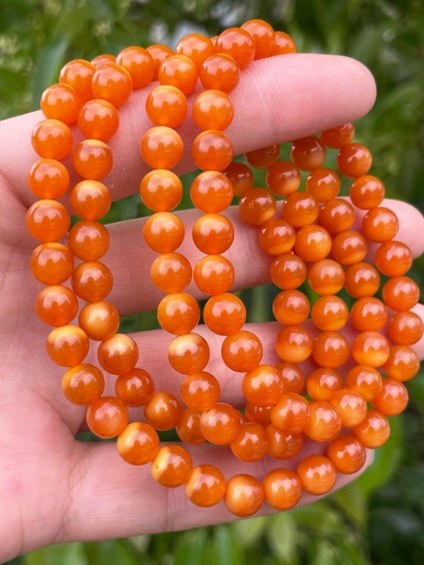 精品缅黄7mm108佛珠手串，颜色浓郁，全玉化，非常漂亮