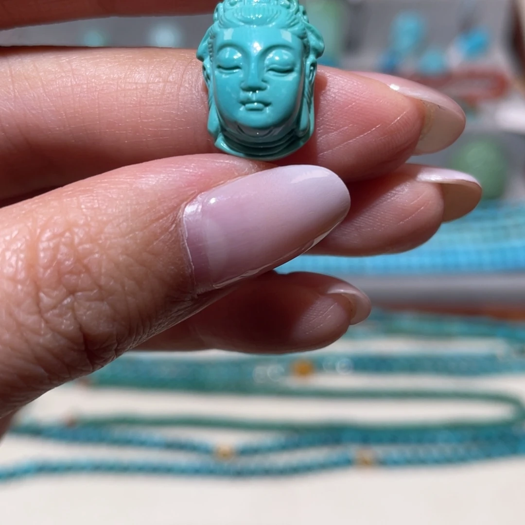 绿松石未镶嵌观音吊坠