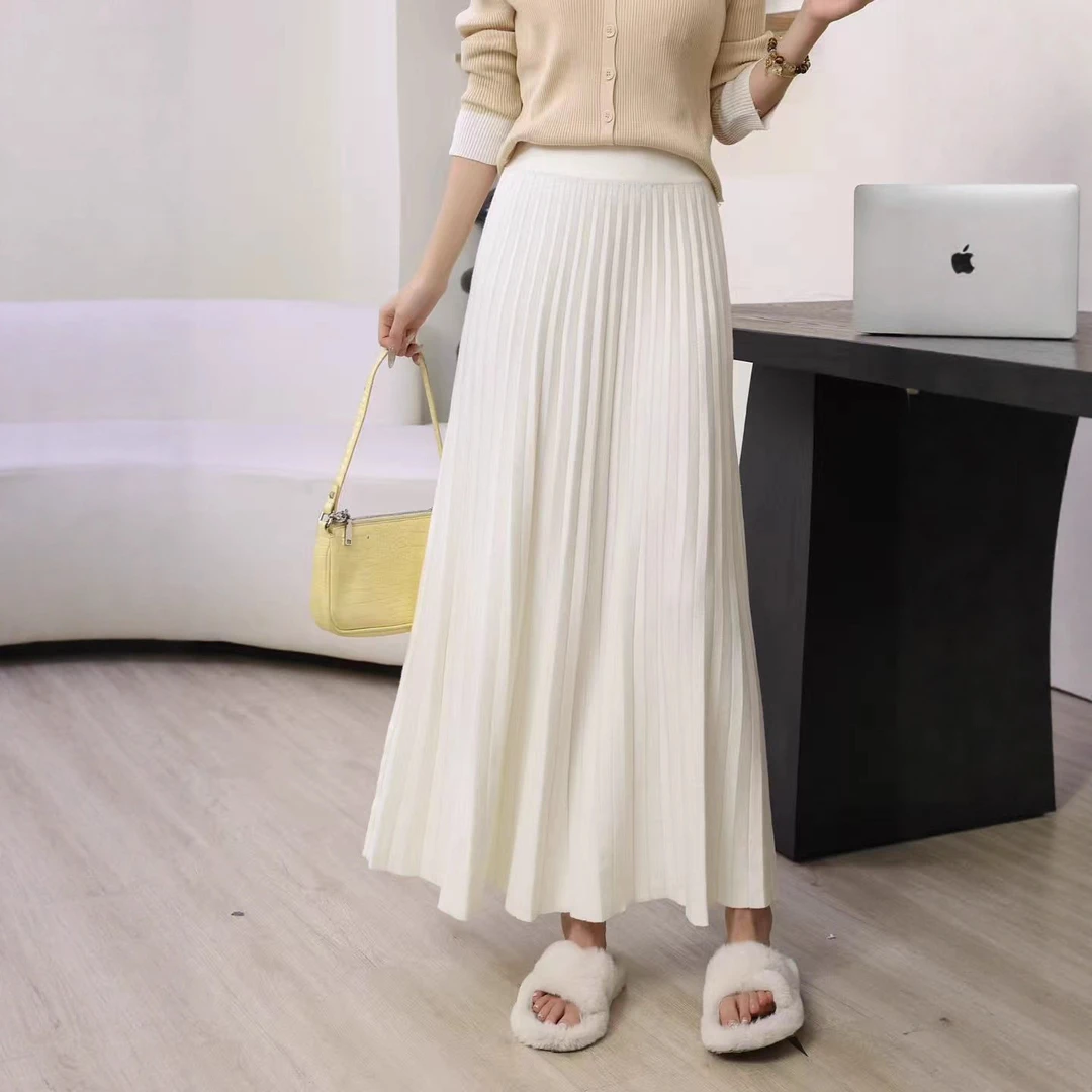 法式针织半身裙秋冬女2025新款时尚洋气爆款高腰垂感a字半身长裙