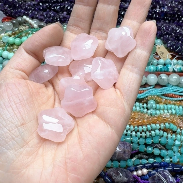 合金玛瑙/玉髓珠宝半成品一颗21m粉晶星星