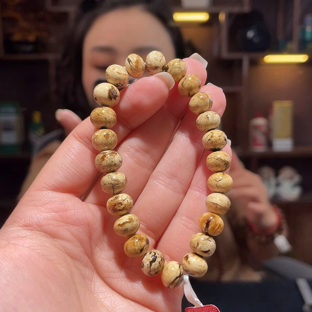 未镶嵌琥珀手链9m干白