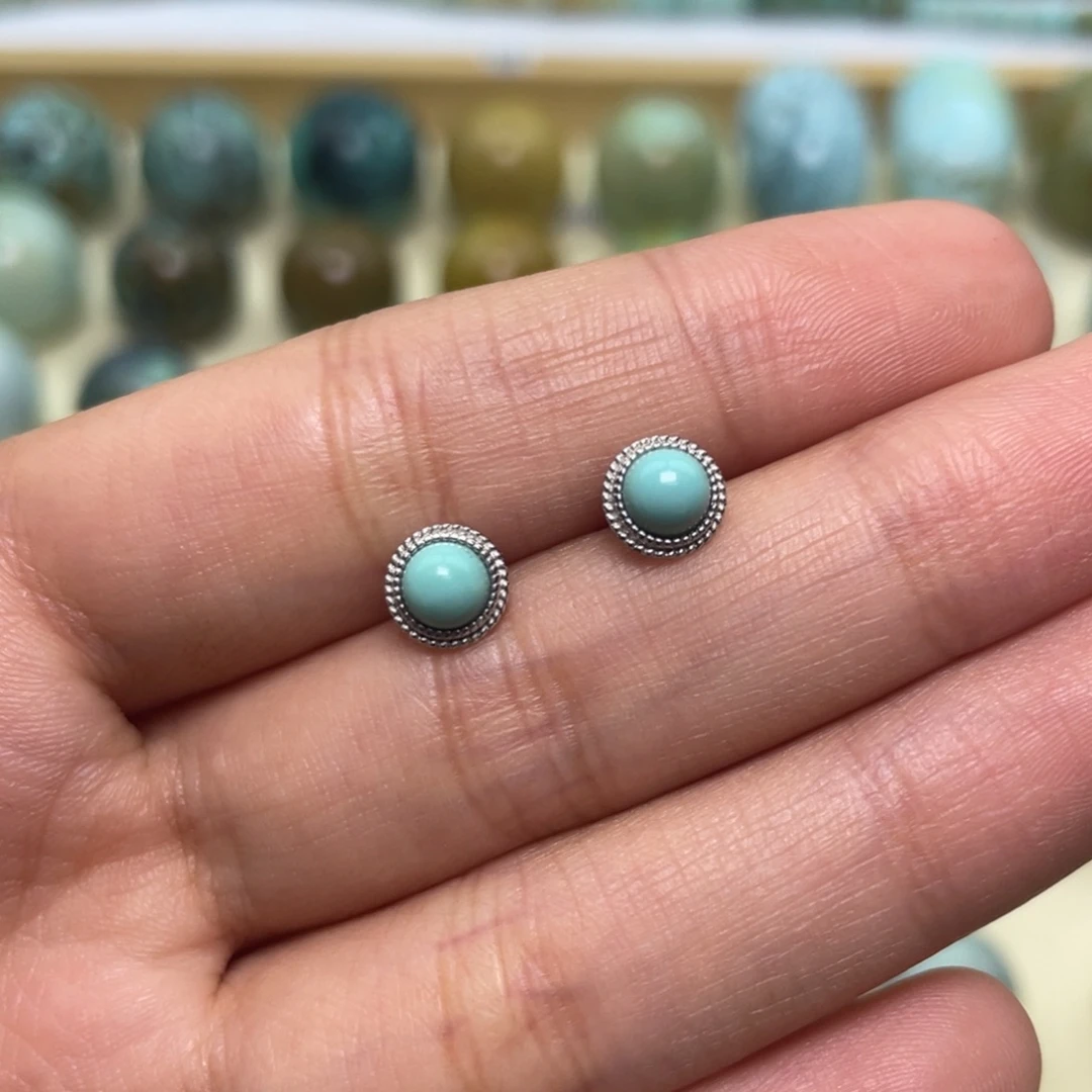 绿松石银S925镶嵌绿松石