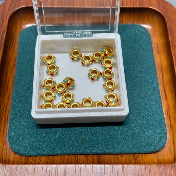 足金999烧蓝5D硬金彩色跑环隔片隔珠（此单发2个）