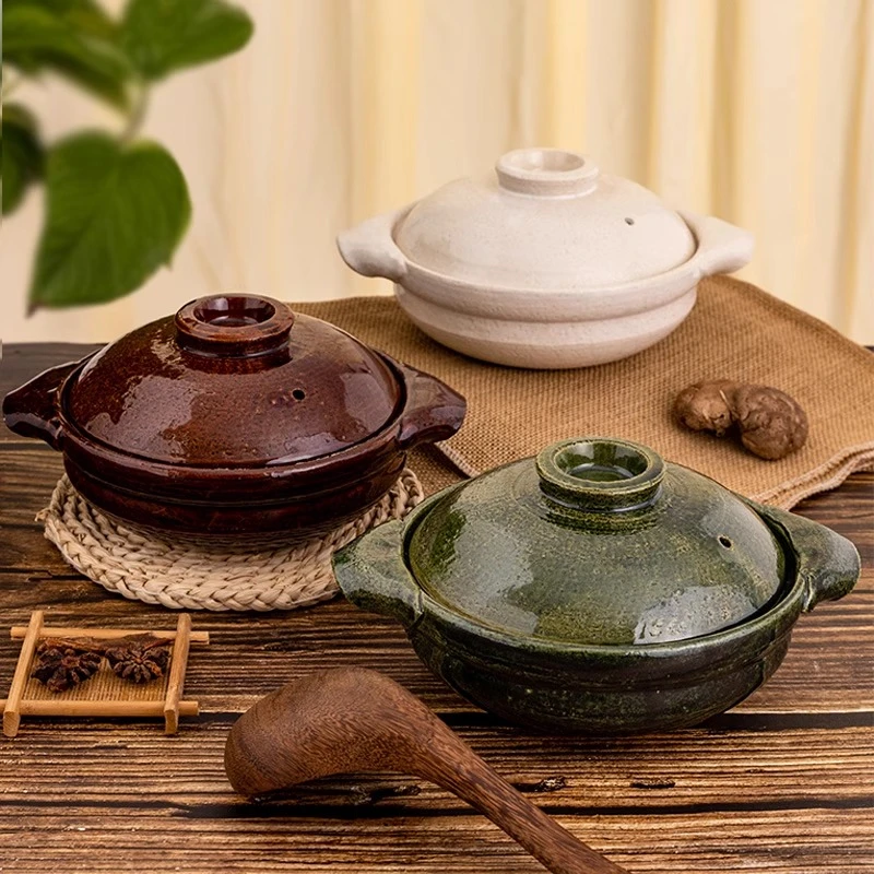 日本进口万古烧复古一人食小锅家用炖菜煲仔饭日式砂锅土锅煲汤