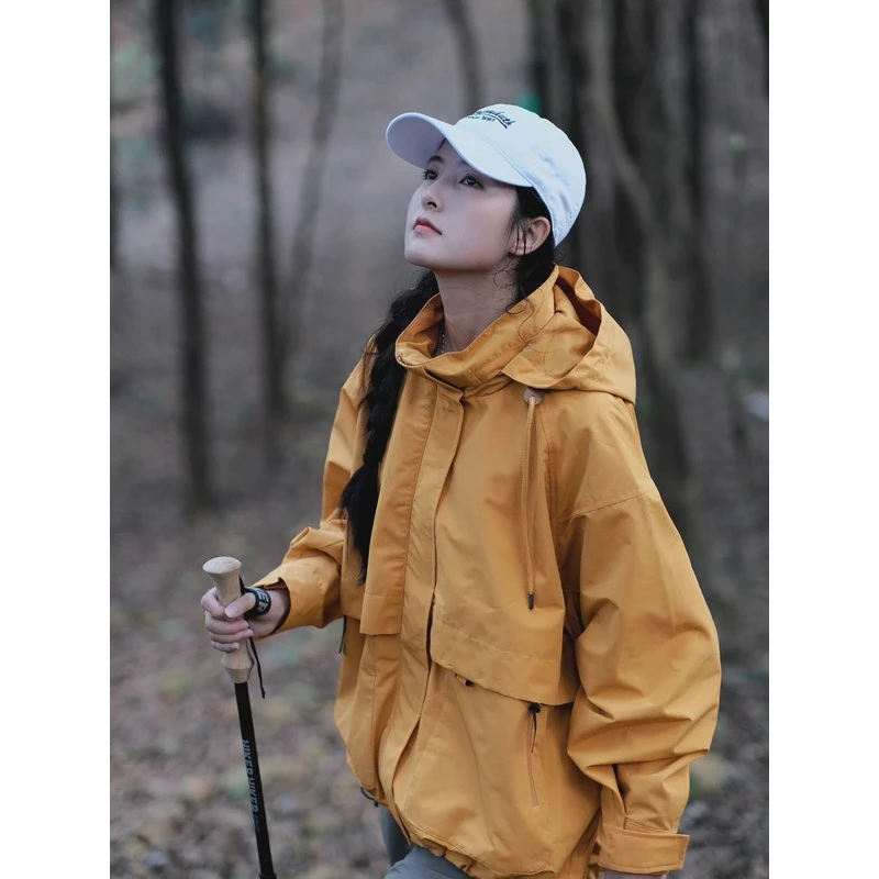 黄亦玫同款冲锋衣外套女春秋户外运动工装夹克防风防水川西登山服