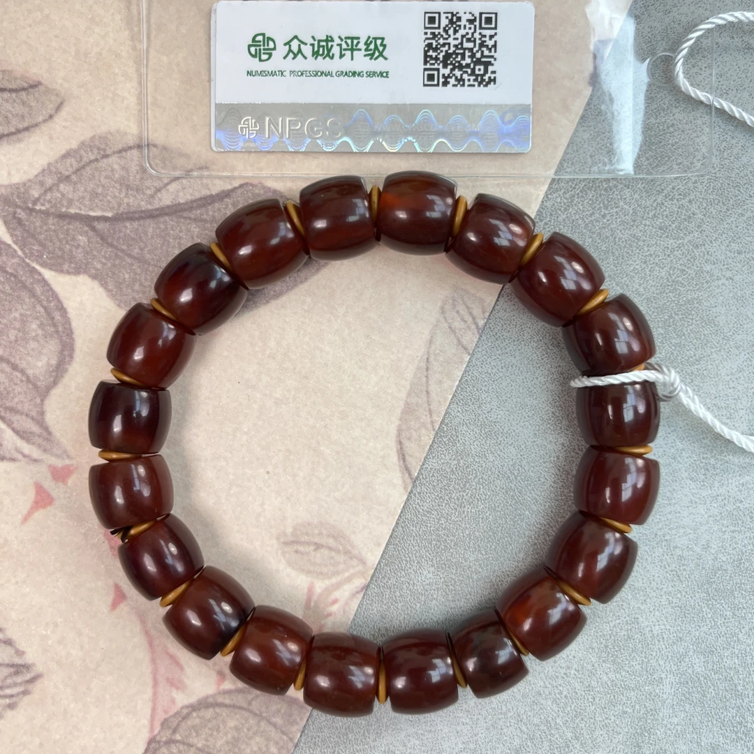 清代 高油高润 玛瑙 大号桶珠 手串 YZ0536 [燕赵造物司]