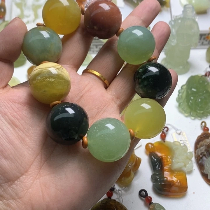 蛇纹石玉手链未镶嵌❻***深