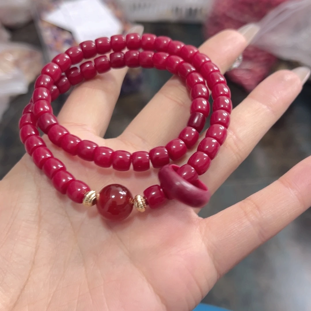 白玉菩提吊坠z7mm120颗。朱砂供直切