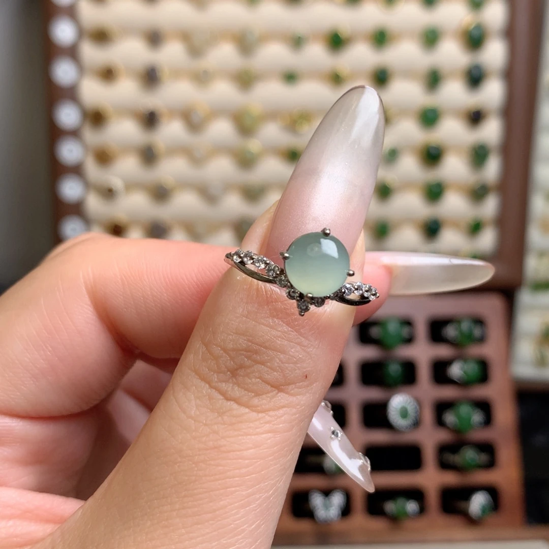 和田玉银S925镶嵌戒指