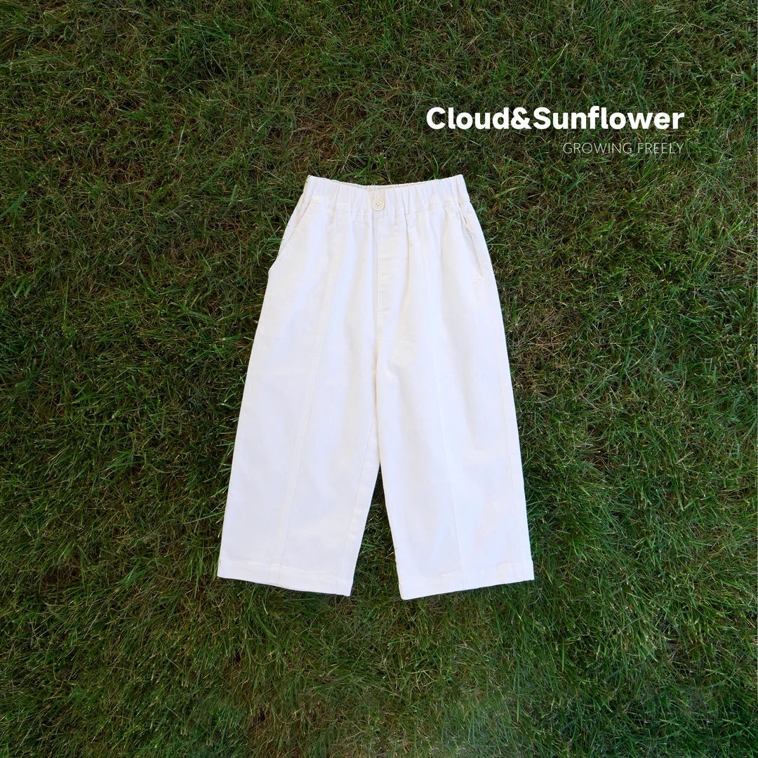 【云朵小葵】女童秋季新款纯色一粒扣纯白花嫁休闲裤991667