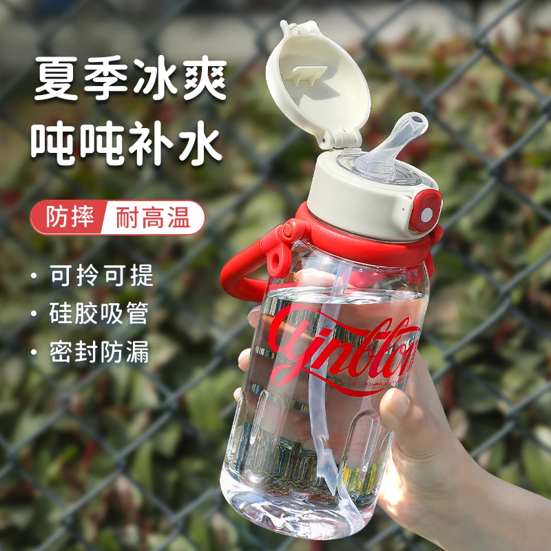 吸管杯女生高颜值2025夏季新款防摔耐高温塑料杯子大容量儿童水杯