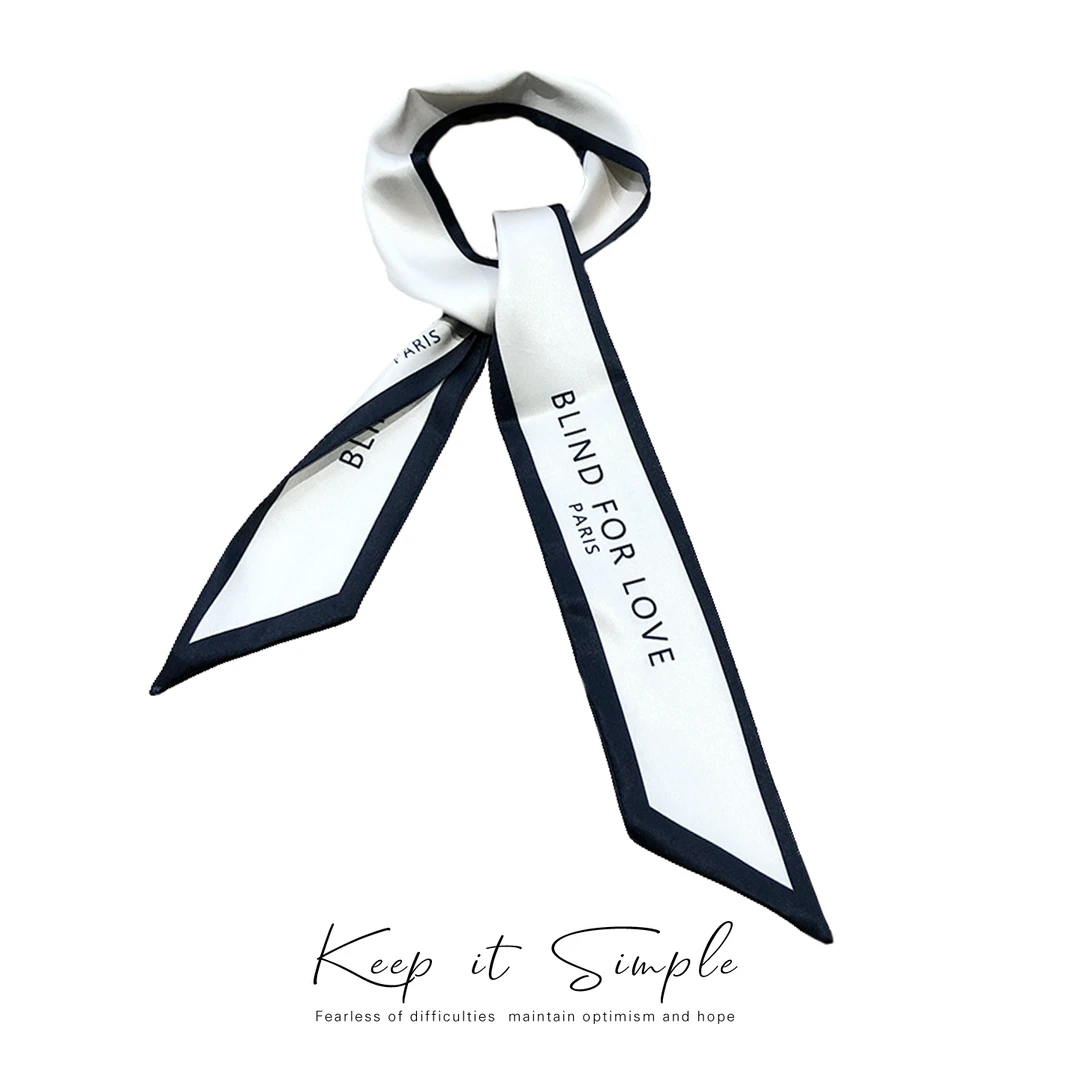 真丝飘带束发带桑蚕丝绑带丝巾秋冬季丝巾绑发长条黑白条纹丝巾