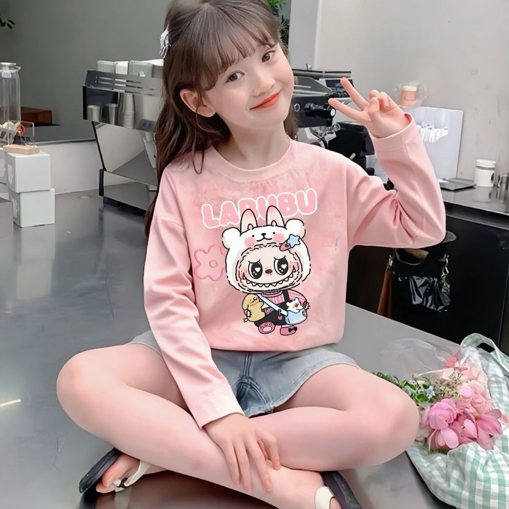 【秋上新】女童扎染T恤2025春秋小女孩潮酷中大童上衣儿童洋气衣服