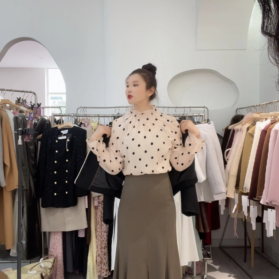 聚酯纤维031波点上衣