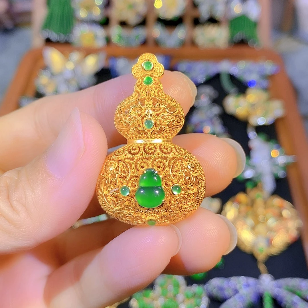 吊坠(不含链)银S925镶嵌翡翠