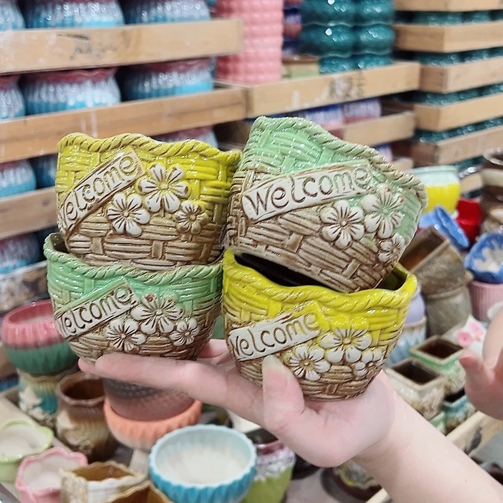 有孔，凑单福利满10元发货陶瓷多肉花盆！