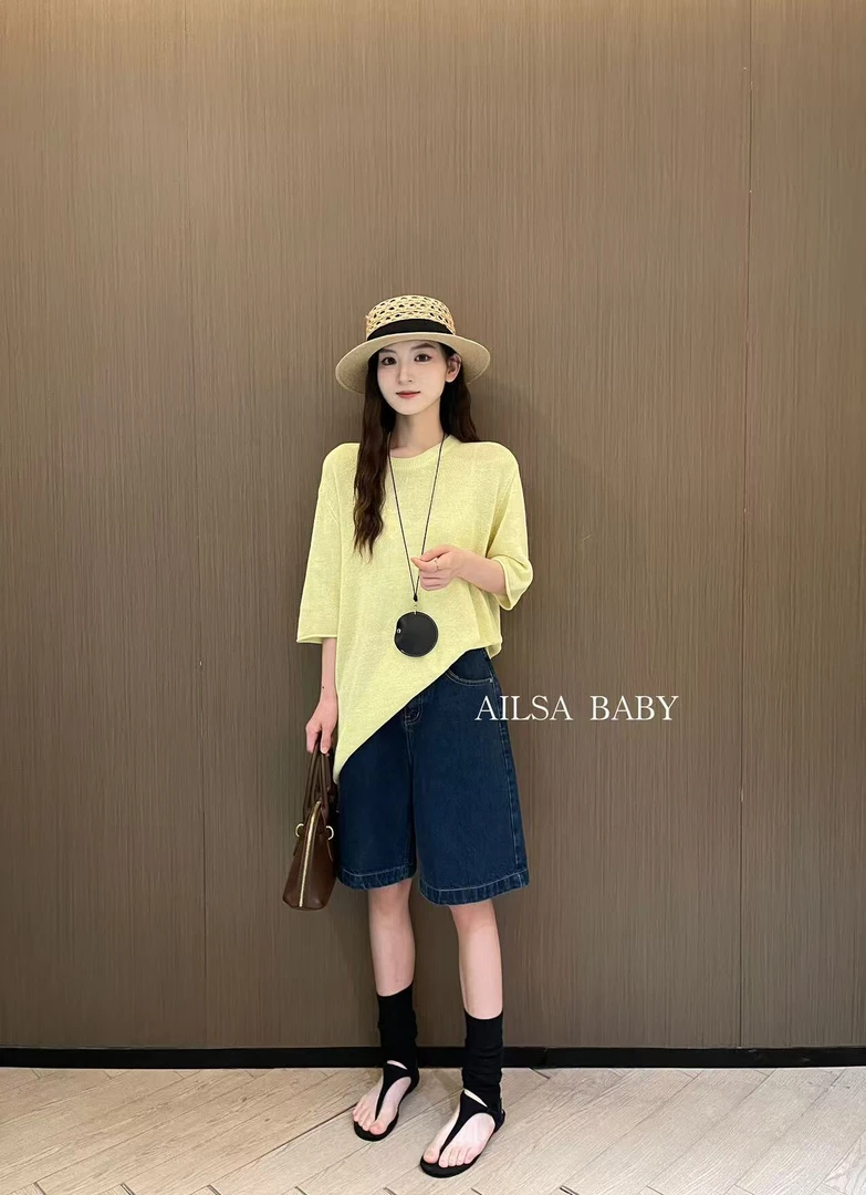 【AILSA BABY】欧货配腰带五分牛仔裤/42006A