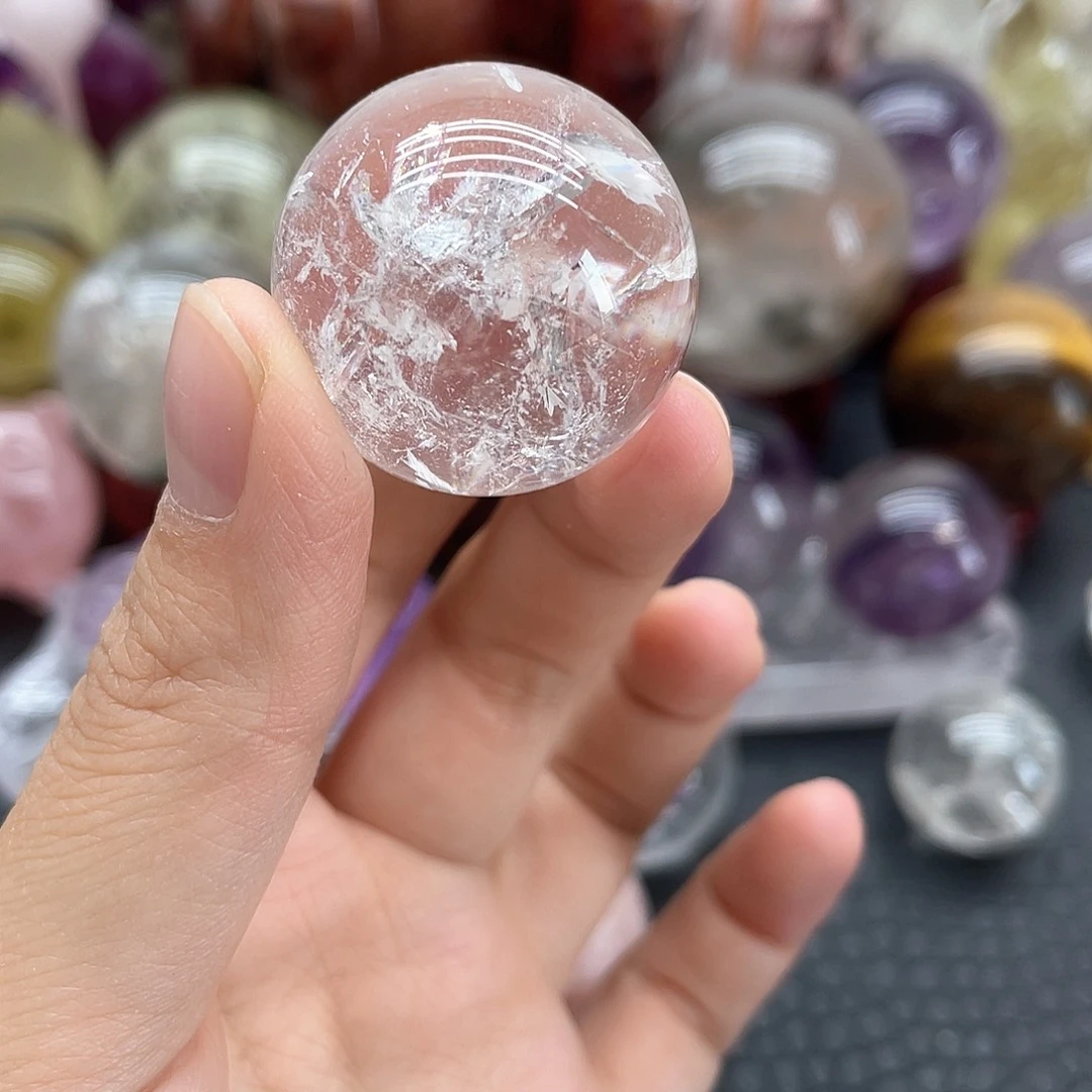 珠宝半成品发晶未镶嵌46爆彩白水晶单株卡2.8mm