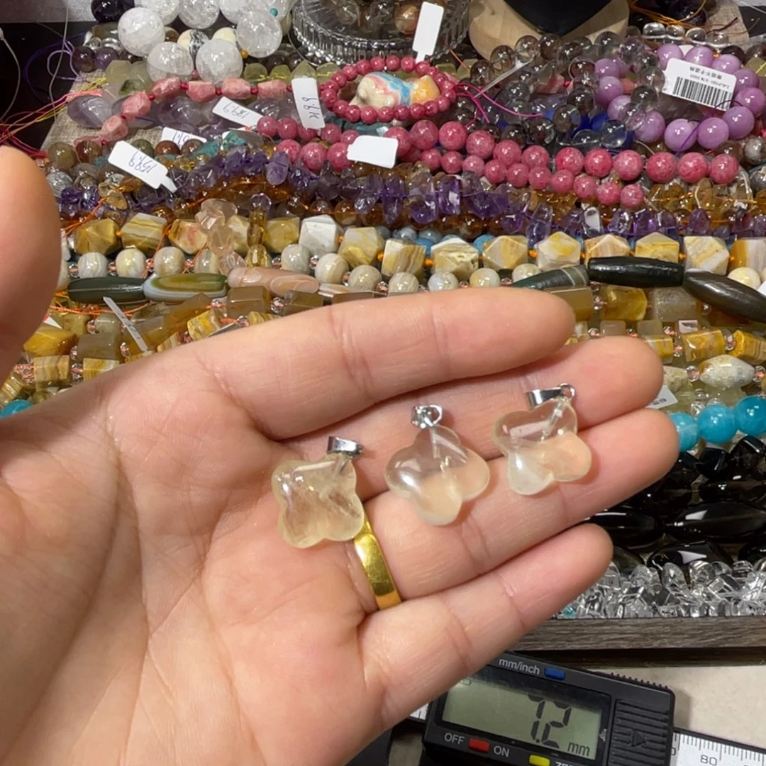 银S925镶嵌颈饰紫晶柠檬晶四叶草两个