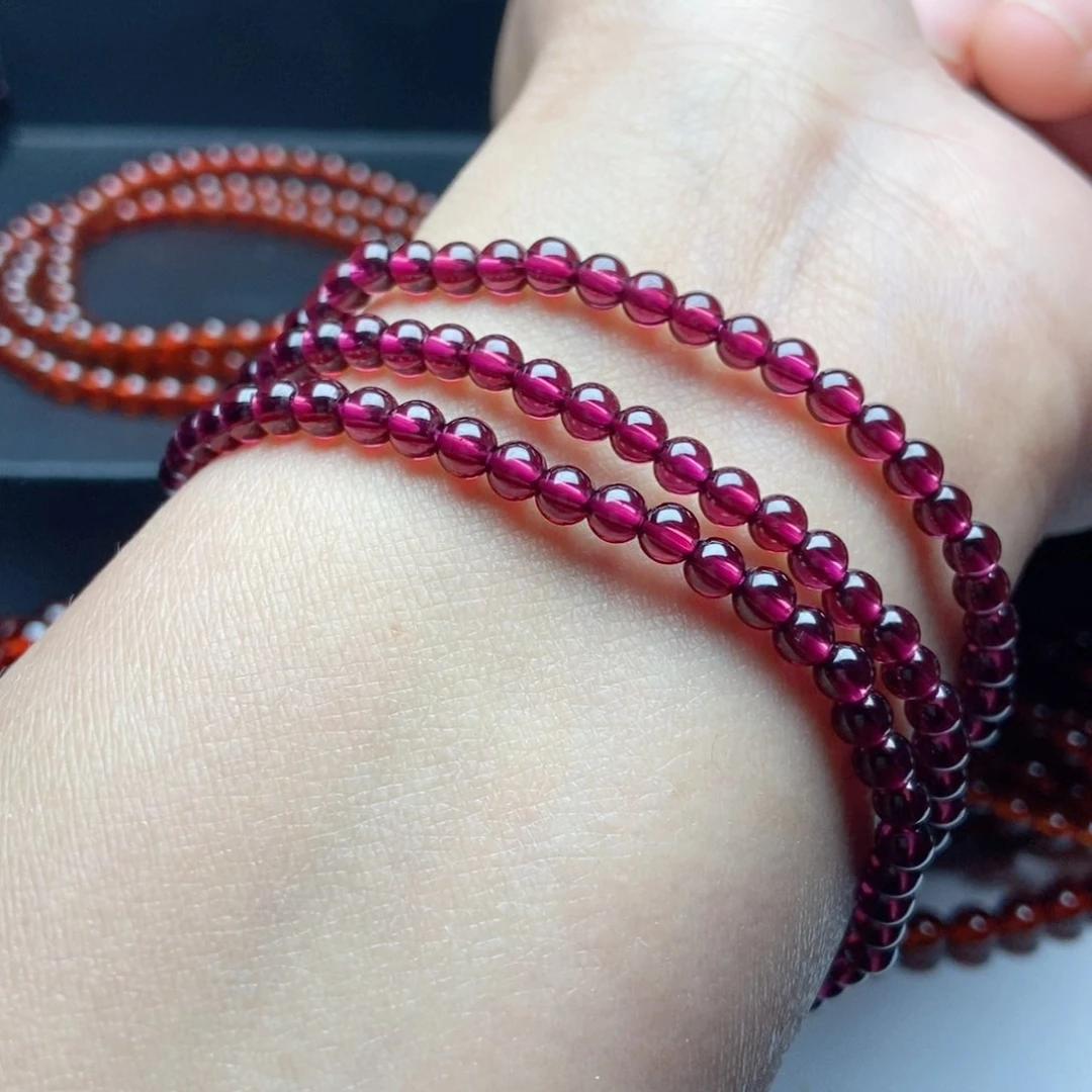 未镶嵌手链石榴石4酒红色