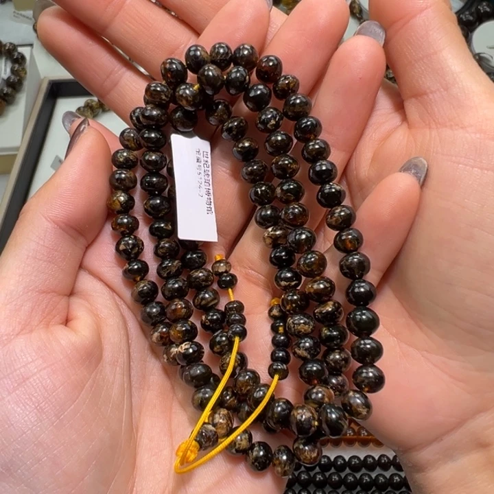 琥珀未镶嵌裸石抚顺琥珀黑花蜡6m