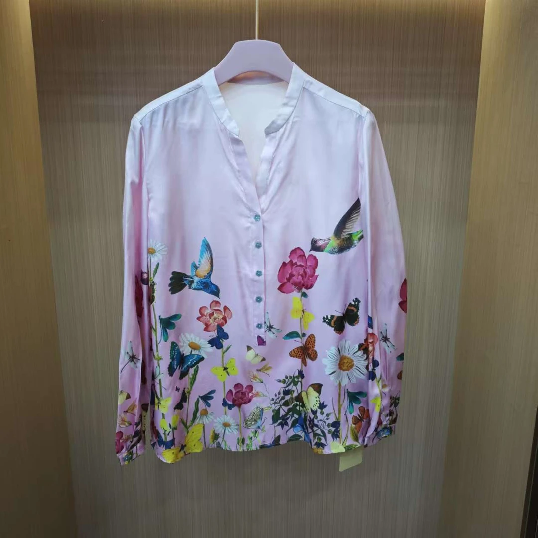 【LJWM】桑蚕丝长袖衬衫 S56A