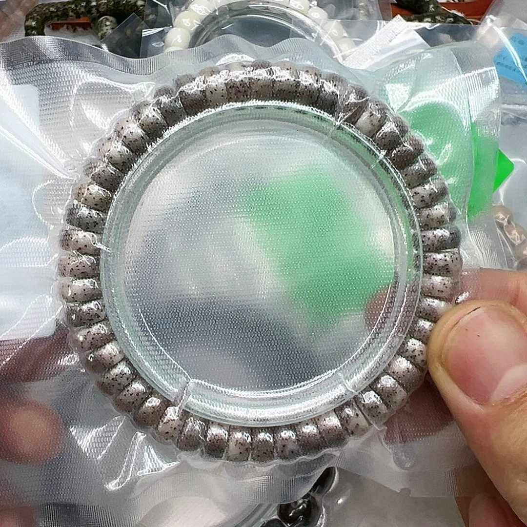 星月菩提手串41高端卡姿兰大眼睛黑冰石玉星月菩提单圈9片片