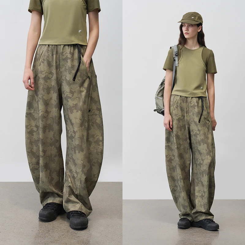 半圆女装2025[运动]夏季薄款宽松休闲印花松紧腰弯刀裤女25113553