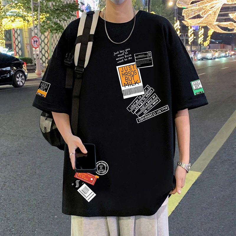 个性印花重磅纯棉短袖t恤男士夏季2025新款宽松衣服男生潮牌体恤