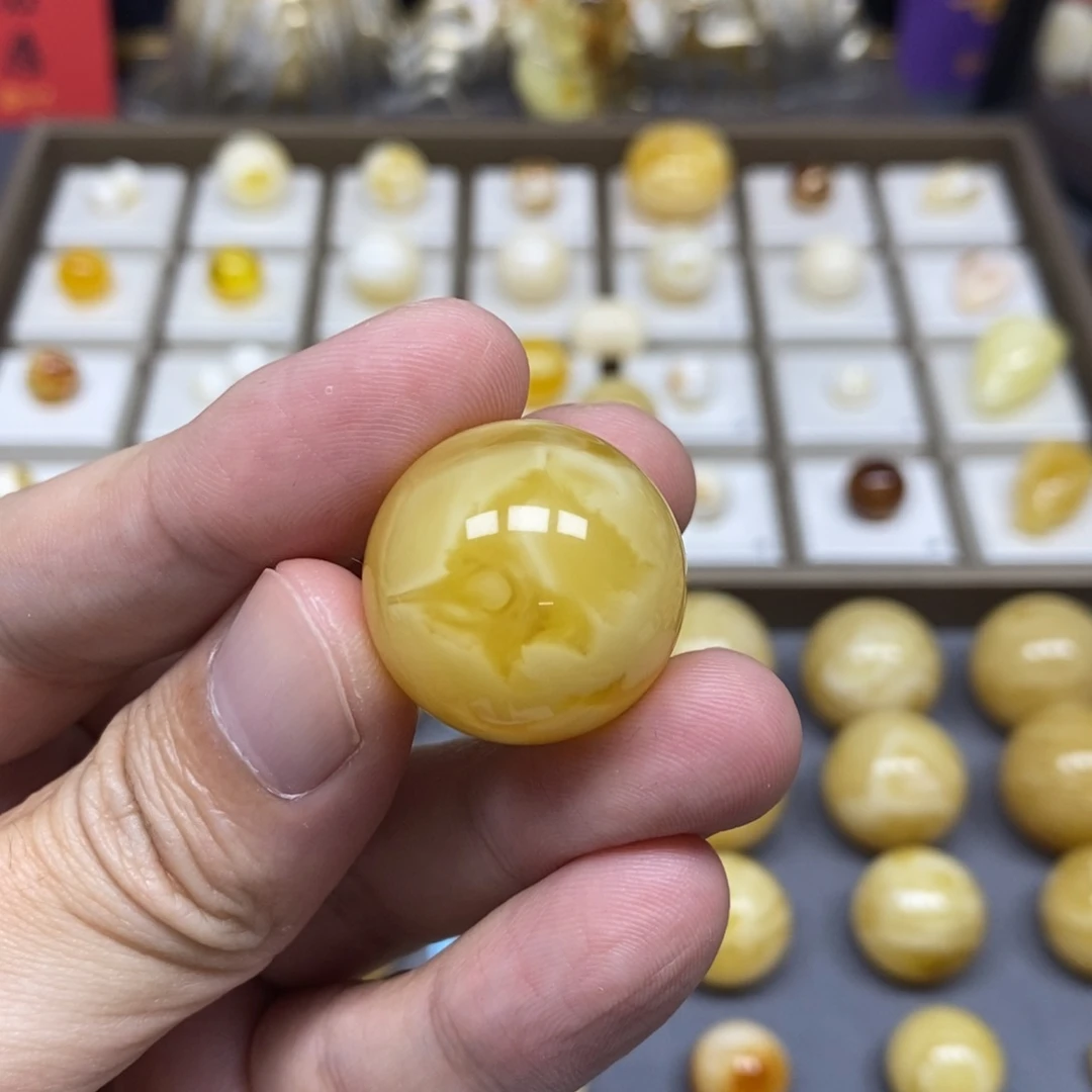 琥珀未镶嵌珠宝奇石24圆珠