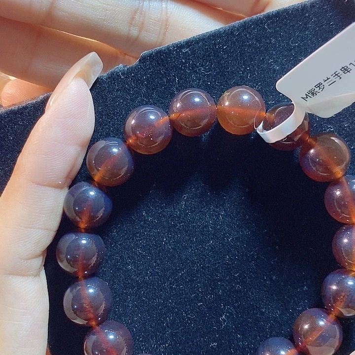 琥珀未镶嵌珠宝奇石紫罗兰手串11