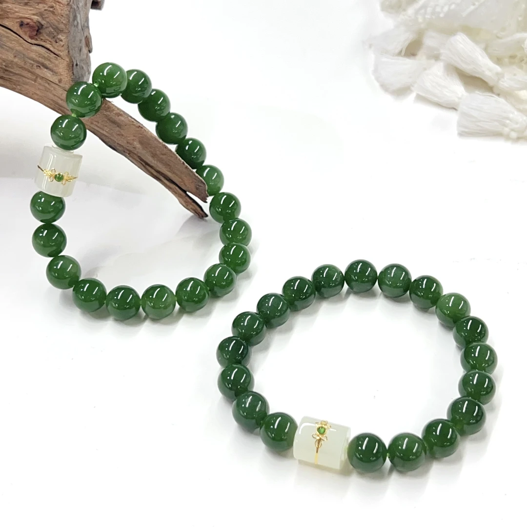 【小宝珠宝】17 T47343-和田玉DIY单圈手串-多样性发一件-9.5mm