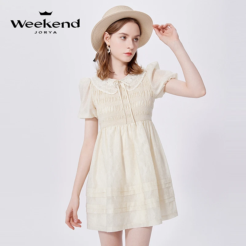 【赵老板专属】卓雅周末夏季蕾丝钩花收腰绣花连衣裙EJWCBR29